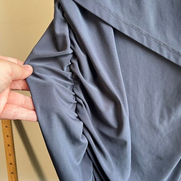 LAST TANGO Gray Ruched Asymmetrical Layered Stretch Dress M - Picture 8 of 10